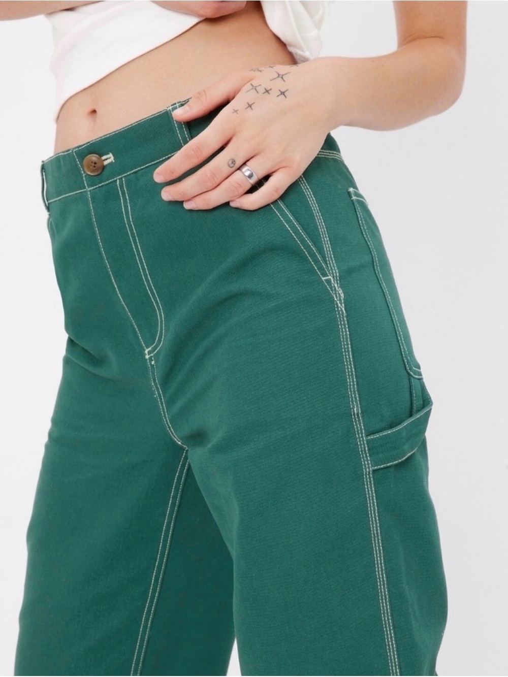 GAP Dark Green Wide-Leg Utility Pants